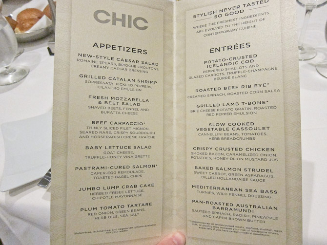 En menu på restaurant Chich